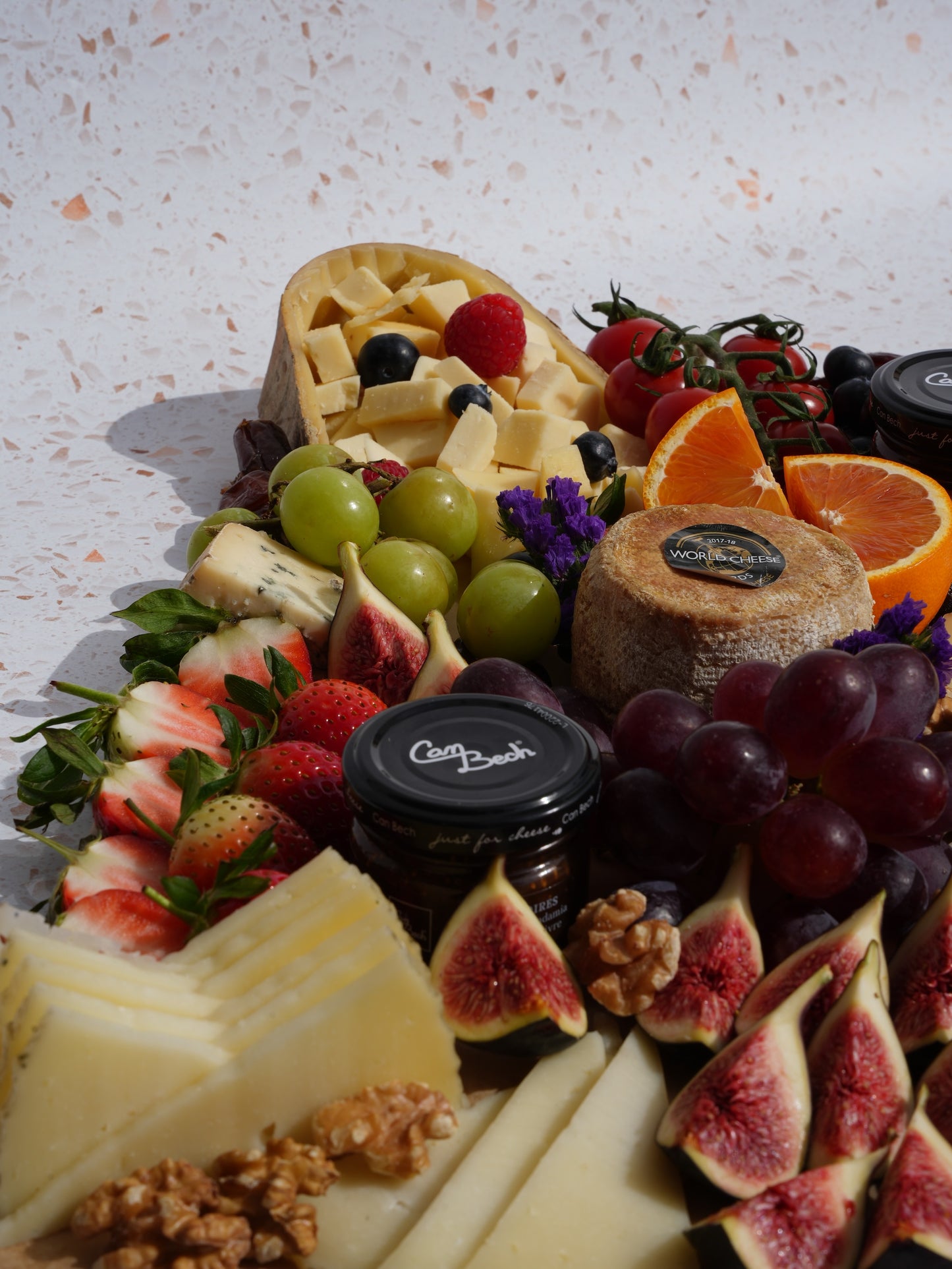 Grazing board with an amazing selection of Spanish Cheese, including award winning cheeses